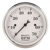 AUTOMETER GAUGE 3-1/8" IN-DASH TACHOMETER,0-7,000 RPM,OLD-TYME WHITE # 1695