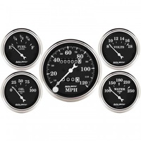 AUTOMETER 5 PC GAUGE KIT,3-1/8" & 2-1/16",MECHANICAL SPEEDOMETER,OLD TYME BLACK # 1708