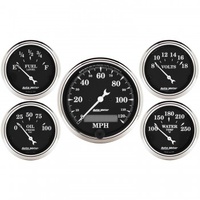 AUTOMETER 5 PC GAUGE KIT,3-1/8" & 2-1/16",ELECTRIC SPEEDOMETER,OLD TYME BLACK # 1709