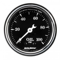AUTOMETER GAUGE 2-1/16" OIL PRESSURE,0-100 PSI,MECHANICAL,OLD TYME BLACK # 1721