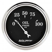 AUTOMETER GAUGE 2-1/16" OIL PRESSURE,0-100 PSI,AIR-CORE,OLD TYME BLACK # 1727