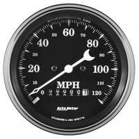 GAUGE 3-3/8" SPEEDOMETER,0-120 MPH,ELECTRIC W/ WHEEL ODO,OLD TYME BLACK # 1779