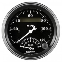 AUTOMETER GAUGE 3-3/8" TACH/SPEEDO,120MPH & 8K RPM,ELECTRIC,OLD TYME BLK # 1781
