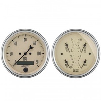 AUTOMETER 2 PC GAUGE KIT,3-3/8" QUAD & SPEEDO,ELECTRIC,240-33 ?,ANTIQUE BEIGE # 1800