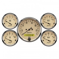AUTOMETER 5 PC GAUGE KIT,3-1/8"& 2-1/16",ELECTRIC SPEEDOMETER,KM/H,ANTIQUE BEIGE # 1809-M