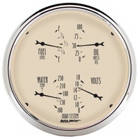 AUTOMETER GAUGE 5" QUAD GAUGE,100 PSI/100-250F/8-18V/240-33 ?,ANTIQUE BEIGE # 1810