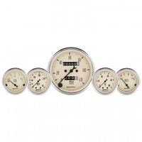 5 PC GAUGE KIT,3-1/8"& 2-1/16",MECHANICAL SPEEDOMETER,WTMP& OILP,ANTQ BEIGE # 1811