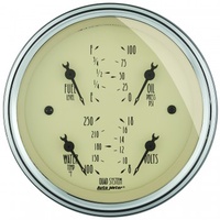 AUTOMETER 3-3/8" QUAD GAUGE,100 PSI/100-250F/8-18V/240-33 ?,ANTIQUE BEIGE # 1812