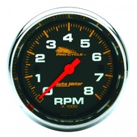 AUTOMETER GAUGE 2-5/8" TACHOMETER,0-8,000 RPM,BLACK W/ CHROME BEZEL,PRO-CYCLE # 19304