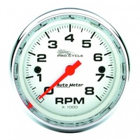 AUTOMETER GAUGE 2-5/8" TACHOMETER,0-8,000 RPM,WHITE W/ CHROME BEZEL,PRO-CYCLE # 19305