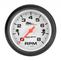 AUTOMETER GAUGE 2-5/8" TACHOMETER,0-8,000 RPM,WHITE W/ BLACK BEZEL,PRO-CYCLE # 19325