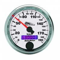 AUTOMETER GAUGE 2-5/8" SPEEDOMETER,0-190 KM/H,WHITE,PRO-CYCLE # 19341-M