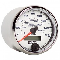 AUTOMETER GAUGE 2-5/8" SPEEDOMETER,0-160 MPH,ELECTRIC,0-260 KM/H,WHITE,PRO-CYCLE # 19345