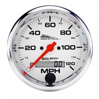 AUTOMETER GAUGE 3-3/4" SPEEDOMETER,0-120 MPH,ELECTRIC,WHITE,PRO-CYCLE # 19351