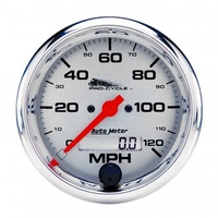 AUTOMETER GAUGE 3-3/4" SPEEDOMETER,0-120 MPH,ELECTRIC,SILVER,PRO-CYCLE # 19352