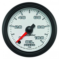 AUTOMETER GAUGE 2-1/16" OIL PRESSURE,0-100 PSI,STEPPER MOTOR,WHITE/BLACK,PRO-CYCLE # 19552