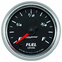 AUTOMETER GAUGE 2-1/16" FUEL LEVEL,PROGRAMMABLE 0-280 ?,STEPPER MOTOR,BLACK/BRIGHT ANODIZED,PRO-CYCLE # 19609