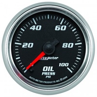AUTOMETER GAUGE 2-1/16" OIL PRESSURE,0-100 PSI,STEPPER MOTOR,BLACK/BRIGHT ANODIZED,PRO-CYCLE # 19652