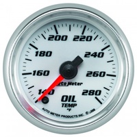 AUTOMETER GAUGE 2-1/16" OIL TEMPERATURE,140-280F,STEPPER MOTOR,WHITE/BRIGHT ANODIZED,PRO-CYCLE # 19740