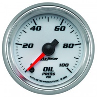 AUTOMETER GAUGE 2-1/16" OIL PRESSURE,0-100 PSI,STEPPER MOTOR,WHITE/BRIGHT ANODIZED,PRO-CYCLE # 19752