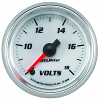 AUTOMETER GAUGE 2-1/16" VOLTMETER,8-18V,DIGITAL STEPPER MOTOR,WHITE/BRIGHT ANODIZED,PRO-CYCLE # 19792