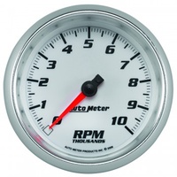 AUTOMETER GAUGE 3-3/8" TACHOMETER,0-10,000 RPM,WHITE/BRIGHT ANODIZED,PRO-CYCLE # 19798