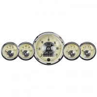 AUTOMETER GAUGE 5 PC. GAUGE KIT,3-3/8" & 2-1/16",ELECTRIC SPEEDO W/WHEEL ODO,PRESTIGE ANTQ. IVORY # 2002