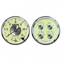 AUTOMETER GAUGE 2 PC. GAUGE KIT,5" QUAD & TACH/SPEEDO,ELECTRIC,240-33 ?,PRESTIGE ANTQ. IVORY # 2004