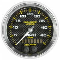 AUTOMETER GAUGE 3-3/8" GPS SPEEDOMETER,0-50 MPH,MARINE CARBON FIBER # 200635-40