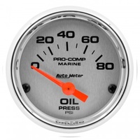AUTOMETER GAUGE 2-1/16" OIL PRESSURE,0-80 PSI,AIR-CORE,MARINE CHROME # 200744-35
