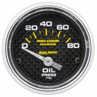 AUTOMETER GAUGE 2-1/16" OIL PRESSURE,0-80 PSI,MARINE CARBON FIBER # 200744-40