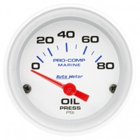 AUTOMETER GAUGE 2-1/16" OIL PRESSURE,0-80 PSI,AIR-CORE,MARINE WHITE # 200744