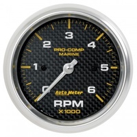 AUTOMETER GAUGE 3-3/8" IN-DASH TACHOMETER,0-6,000 RPM,MARINE CARBON FIBER # 200752-40