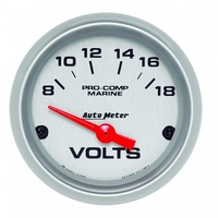 AUTOMETER GAUGE 2-1/16" VOLTMETER,8-18V,AIR-CORE,MARINE SILVER # 200756-33