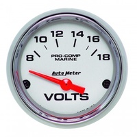 AUTOMETER GAUGE 2-1/16" VOLTMETER,8-18V,AIR-CORE,MARINE CHROME # 200756-35