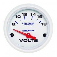 AUTOMETER GAUGE 2-1/16" VOLTMETER,8-18V,AIR-CORE,MARINE WHITE # 200756