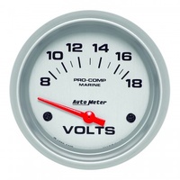 AUTOMETER GAUGE 2-5/8" VOLTMETER,8-18V,AIR-CORE,MARINE SILVER # 200757-33
