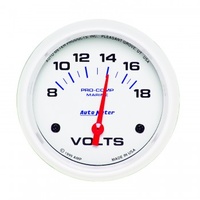 AUTOMETER GAUGE 2-5/8" VOLTMETER,8-18V,AIR-CORE,MARINE WHITE # 200757