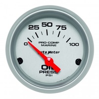 AUTOMETER GAUGE 2-1/16" OIL PRESSURE,0-100 PSI,AIR-CORE,AIR-CORE,MARINE SILVER # 200758-33