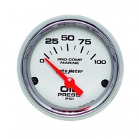 AUTOMETER GAUGE 2-1/16" OIL PRESSURE,0-100 PSI,AIR-CORE,AIR-CORE,MARINE CHROME # 200758-35