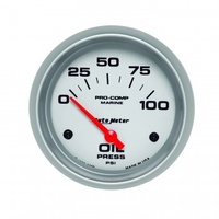 AUTOMETER GAUGE 2-5/8" OIL PRESSURE,0-100 PSI AIR-CORE,,MARINE SILVER # 200759-33
