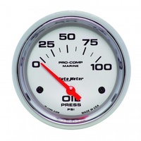 AUTOMETER GAUGE 2-5/8" OIL PRESSURE,0-100 PSI,AIR-CORE,AIR-CORE,MARINE CHROME # 200759-35