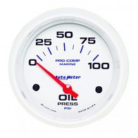 AUTOMETER GAUGE 2-5/8" OIL PRESSURE,0-100 PSI,AIR-CORE,AIR-CORE,MARINE WHITE # 200759