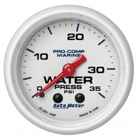 AUTOMETER GAUGE 2-1/16" WATER PRESSURE,0-35 PSI,MECHANICAL,MARINE WHITE # 200772
