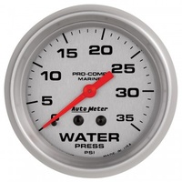 AUTOMETER GAUGE 2-5/8" WATER PRESSURE,0-35 PSI,MECHANICAL,MARINE SILVER # 200773-33