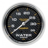 AUTOMETER GAUGE 2-5/8" WATER PRESSURE,0-35 PSI,MECHANICAL,MARINE CARBON FIBER # 200773-40