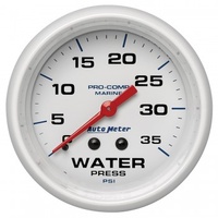 AUTOMETER GAUGE 2-5/8" WATER PRESSURE,0-35 PSI,MECHANICAL,MARINE WHITE # 200773