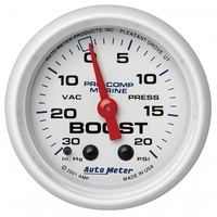 AUTOMETER GAUGE 2-1/16" VACUUM/BOOST,30 IN HG/20 PSI,MECHANICAL,MARINE WHITE # 200774