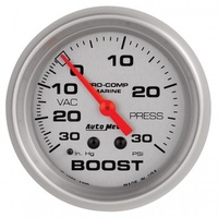 AUTOMETER GAUGE 2-5/8" VACUUM/BOOST,30 IN HG/20 PSI,MECHANICAL,MARINE SILVER # 200775-33