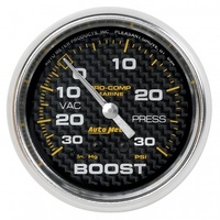 AUTOMETER GAUGE 2-5/8" VAC/BOOST,30 IN HG/20 PSI,MECHANICAL,MARINE CARBON FIBER # 200775-40